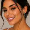 Rhodium Gold Filled Huggie Hoop, Cluster Design, with Green Cubic Zirconia, Polished, Rhodium Finish, 02.267.0096.8.25