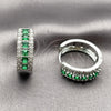 Rhodium Gold Filled Huggie Hoop, Cluster Design, with Green Cubic Zirconia, Polished, Rhodium Finish, 02.267.0096.8.25