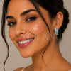 Rhodium Gold Filled Huggie Hoop, Cluster Design, with Turquoise and White Cubic Zirconia, Polished, Rhodium Finish, 02.267.0096.9.25