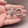 Rhodium Gold Filled Huggie Hoop, Cluster Design, with Turquoise and White Cubic Zirconia, Polished, Rhodium Finish, 02.267.0096.9.25