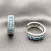 Rhodium Gold Filled Huggie Hoop, Cluster Design, with Turquoise and White Cubic Zirconia, Polished, Rhodium Finish, 02.267.0096.9.25
