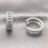 Rhodium Gold Filled Huggie Hoop, Cluster Design, with Amethyst and White Cubic Zirconia, Polished, Rhodium Finish, 02.267.0096.10.25