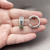 Rhodium Gold Filled Huggie Hoop, Cluster Design, with Multicolor and White Cubic Zirconia, Polished, Rhodium Finish, 02.267.0096.11.25