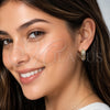 Oro Laminado Huggie Hoop, Gold Filled Style Cluster Design, with White Cubic Zirconia, Polished, Golden Finish, 02.267.0097.20