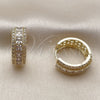 Oro Laminado Huggie Hoop, Gold Filled Style Cluster Design, with White Cubic Zirconia, Polished, Golden Finish, 02.267.0097.20