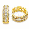 Oro Laminado Huggie Hoop, Gold Filled Style Cluster Design, with White Cubic Zirconia, Polished, Golden Finish, 02.267.0097.20