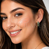 Oro Laminado Huggie Hoop, Gold Filled Style Cluster Design, with Green and White Cubic Zirconia, Polished, Golden Finish, 02.267.0097.2.20