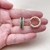Oro Laminado Huggie Hoop, Gold Filled Style Cluster Design, with Green and White Cubic Zirconia, Polished, Golden Finish, 02.267.0097.2.20