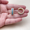 Oro Laminado Huggie Hoop, Gold Filled Style Cluster Design, with Turquoise Cubic Zirconia, Polished, Golden Finish, 02.267.0097.3.20