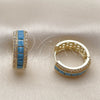 Oro Laminado Huggie Hoop, Gold Filled Style Cluster Design, with Turquoise Cubic Zirconia, Polished, Golden Finish, 02.267.0097.3.20