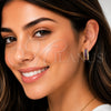Oro Laminado Huggie Hoop, Gold Filled Style Cluster Design, with Amethyst and White Cubic Zirconia, Polished, Golden Finish, 02.267.0097.4.20