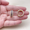 Oro Laminado Huggie Hoop, Gold Filled Style Cluster Design, with Amethyst and White Cubic Zirconia, Polished, Golden Finish, 02.267.0097.4.20