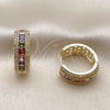 Oro Laminado Huggie Hoop, Gold Filled Style Cluster Design, with Multicolor Cubic Zirconia, Polished, Golden Finish, 02.267.0097.5.20