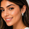 Rhodium Gold Filled Huggie Hoop, Cluster Design, with White Cubic Zirconia, Polished, Rhodium Finish, 02.267.0097.6.20