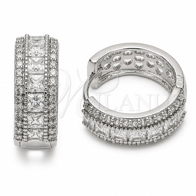 Rhodium Gold Filled Huggie Hoop, Cluster Design, with White Cubic Zirconia, Polished, Rhodium Finish, 02.267.0097.6.20