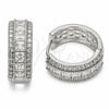 Rhodium Gold Filled Huggie Hoop, Cluster Design, with White Cubic Zirconia, Polished, Rhodium Finish, 02.267.0097.6.20
