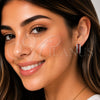 Rhodium Gold Filled Huggie Hoop, Cluster Design, with Garnet and White Cubic Zirconia, Polished, Rhodium Finish, 02.267.0097.7.20