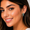 Rhodium Gold Filled Huggie Hoop, Cluster Design, with Green and White Cubic Zirconia, Polished, Rhodium Finish, 02.267.0097.8.20