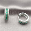 Rhodium Gold Filled Huggie Hoop, Cluster Design, with Green and White Cubic Zirconia, Polished, Rhodium Finish, 02.267.0097.8.20