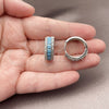 Rhodium Gold Filled Huggie Hoop, Cluster Design, with Turquoise and White Cubic Zirconia, Polished, Rhodium Finish, 02.267.0097.9.20
