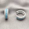 Rhodium Gold Filled Huggie Hoop, Cluster Design, with Turquoise and White Cubic Zirconia, Polished, Rhodium Finish, 02.267.0097.9.20