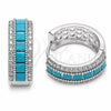 Rhodium Gold Filled Huggie Hoop, Cluster Design, with Turquoise and White Cubic Zirconia, Polished, Rhodium Finish, 02.267.0097.9.20