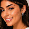 Rhodium Gold Filled Huggie Hoop, Cluster Design, with Amethyst and White Cubic Zirconia, Polished, Rhodium Finish, 02.267.0097.10.20