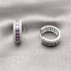 Rhodium Gold Filled Huggie Hoop, Cluster Design, with Amethyst and White Cubic Zirconia, Polished, Rhodium Finish, 02.267.0097.10.20