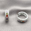 Rhodium Gold Filled Huggie Hoop, Cluster Design, with Multicolor and White Cubic Zirconia, Polished, Rhodium Finish, 02.267.0097.11.20