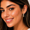Oro Laminado Huggie Hoop, Gold Filled Style Baguette Design, with White Cubic Zirconia, Polished, Golden Finish, 02.267.0098.22