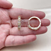 Oro Laminado Huggie Hoop, Gold Filled Style Baguette Design, with White Cubic Zirconia, Polished, Golden Finish, 02.267.0098.22