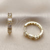 Oro Laminado Huggie Hoop, Gold Filled Style Baguette Design, with White Cubic Zirconia, Polished, Golden Finish, 02.267.0098.22