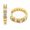 Oro Laminado Huggie Hoop, Gold Filled Style Baguette Design, with White Cubic Zirconia, Polished, Golden Finish, 02.267.0098.22