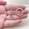 Oro Laminado Huggie Hoop, Gold Filled Style Baguette Design, with Garnet and White Cubic Zirconia, Polished, Golden Finish, 02.267.0098.1.22