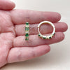 Oro Laminado Huggie Hoop, Gold Filled Style Baguette Design, with Green and White Cubic Zirconia, Polished, Golden Finish, 02.267.0098.2.22