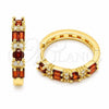 Oro Laminado Huggie Hoop, Gold Filled Style Baguette Design, with Green and White Cubic Zirconia, Polished, Golden Finish, 02.267.0098.2.22