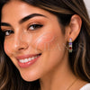 Oro Laminado Huggie Hoop, Gold Filled Style Baguette Design, with Multicolor and White Cubic Zirconia, Polished, Golden Finish, 02.267.0098.4.22