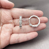 Rhodium Gold Filled Huggie Hoop, Baguette Design, with White Cubic Zirconia, Polished, Rhodium Finish, 02.267.0098.5.22