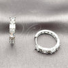Rhodium Gold Filled Huggie Hoop, Baguette Design, with White Cubic Zirconia, Polished, Rhodium Finish, 02.267.0098.5.22