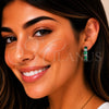 Rhodium Gold Filled Huggie Hoop, Baguette Design, with Green and White Cubic Zirconia, Polished, Rhodium Finish, 02.267.0098.7.22