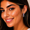 Rhodium Gold Filled Huggie Hoop, Baguette Design, with Amethyst and White Cubic Zirconia, Polished, Rhodium Finish, 02.267.0098.8.22