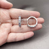 Rhodium Gold Filled Huggie Hoop, Baguette Design, with Amethyst and White Cubic Zirconia, Polished, Rhodium Finish, 02.267.0098.8.22