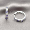 Rhodium Gold Filled Huggie Hoop, Baguette Design, with Amethyst and White Cubic Zirconia, Polished, Rhodium Finish, 02.267.0098.8.22