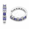 Rhodium Gold Filled Huggie Hoop, Baguette Design, with Amethyst and White Cubic Zirconia, Polished, Rhodium Finish, 02.267.0098.8.22
