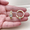 Oro Laminado Huggie Hoop, Gold Filled Style Cluster Design, with White Cubic Zirconia and White Micro Pave, Polished, Golden Finish, 02.267.0099.25