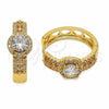 Oro Laminado Huggie Hoop, Gold Filled Style Cluster Design, with White Cubic Zirconia and White Micro Pave, Polished, Golden Finish, 02.267.0099.25