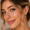 Oro Laminado Huggie Hoop, Gold Filled Style Cluster Design, with Garnet Cubic Zirconia and White Micro Pave, Polished, Golden Finish, 02.267.0099.1.25