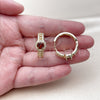 Oro Laminado Huggie Hoop, Gold Filled Style Cluster Design, with Garnet Cubic Zirconia and White Micro Pave, Polished, Golden Finish, 02.267.0099.1.25
