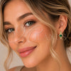 Oro Laminado Huggie Hoop, Gold Filled Style Cluster Design, with Green Cubic Zirconia and White Micro Pave, Polished, Golden Finish, 02.267.0099.2.25