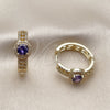Oro Laminado Huggie Hoop, Gold Filled Style Cluster Design, with Amethyst Cubic Zirconia and White Micro Pave, Polished, Golden Finish, 02.267.0099.3.25